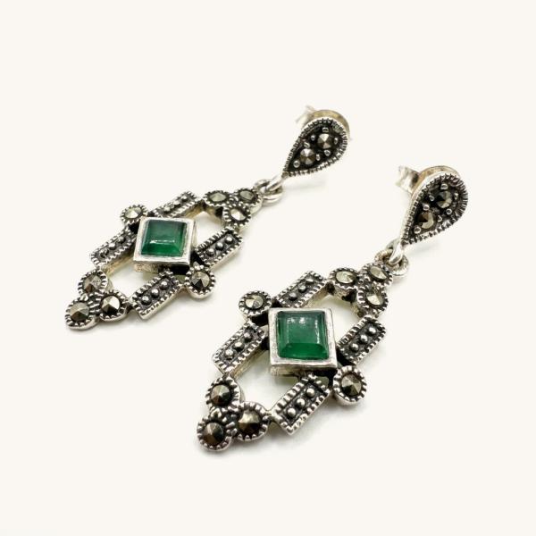 vintage-vintage-earring-sterling-silver-green-agate-7750d3